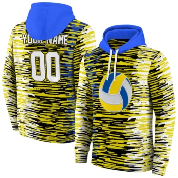 volleyball logo hoodie customized streak lines yellow fashion forward