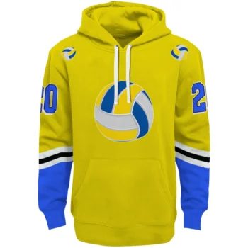 Volleyball Logo Hoodie - Customized Striped Sleeves Yellow