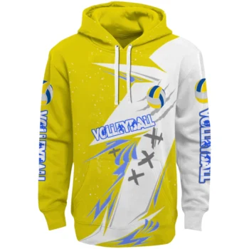 Volleyball Logo Hoodie - Dynamic Slash Yellow White