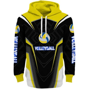 Volleyball Logo Hoodie - Futuristic Pattern Yellow Black