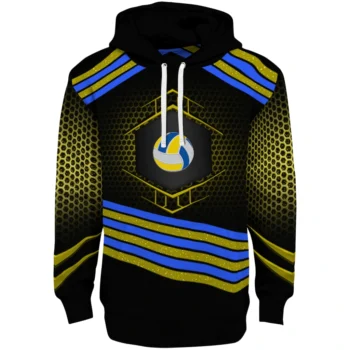 Volleyball Logo Hoodie - Hexagonal Pattern Yellow Black