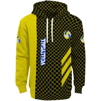 Volleyball Logo Hoodie - Monogram Pattern Yellow