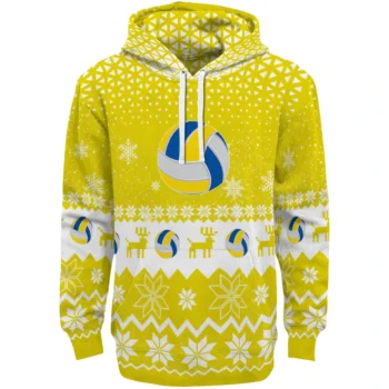 Volleyball Logo Hoodie - Reindeer Motif Yellow