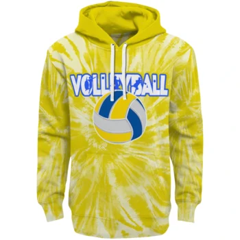Volleyball Logo Hoodie - Tie Dye Pattern Yellow